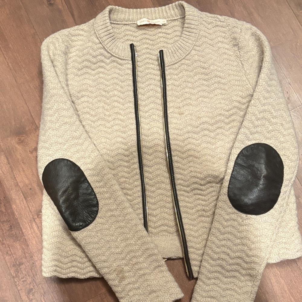 Tory Burch Beige Sweater with Black Details